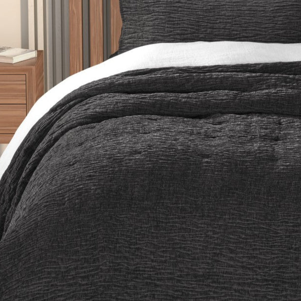 Housse de couette texturée grise charcoal Barbara