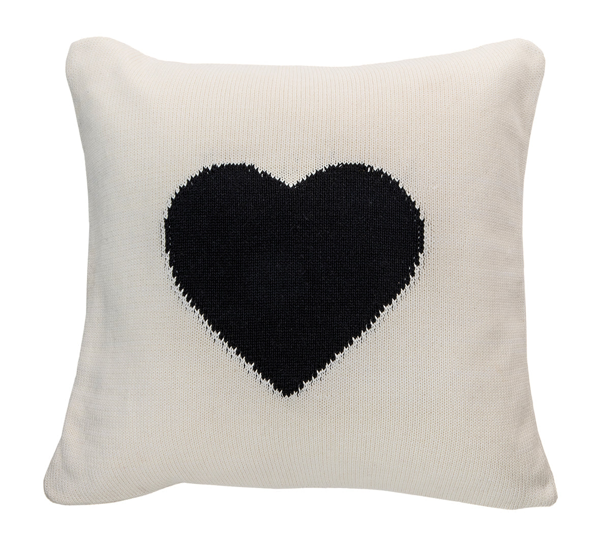 Coussin ivoire avec coeur noir Amoroso