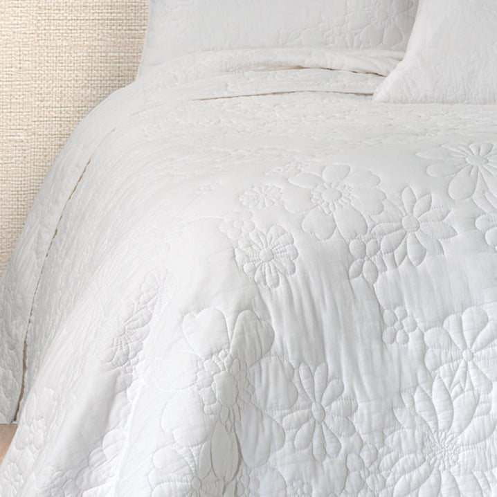 Flower white stitched quilt
