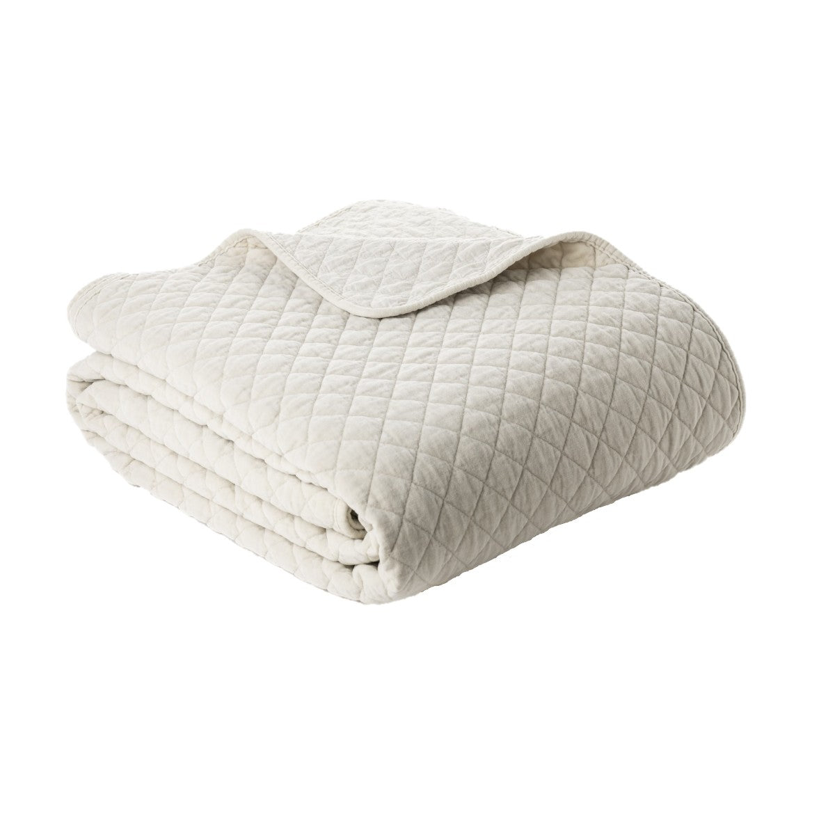 Foulard de lit en velours crème Dove