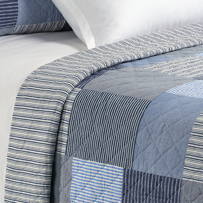 Joe navy and blue plaid quilt