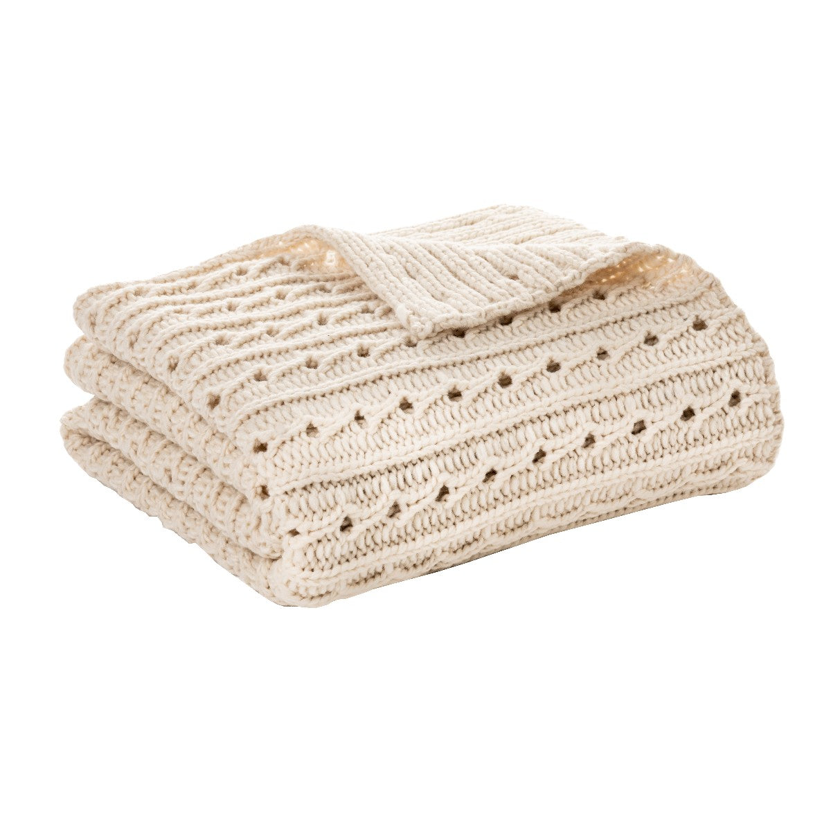 Jeté en tricot crème Dalida