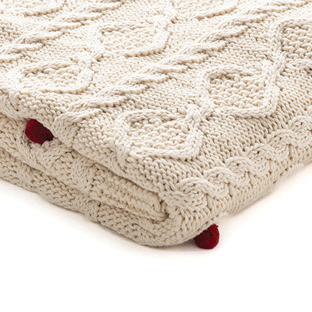 Bell cream cable knit throw