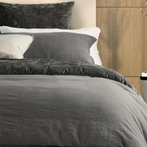 Linen Stone Wash Charcoal Duvet Cover