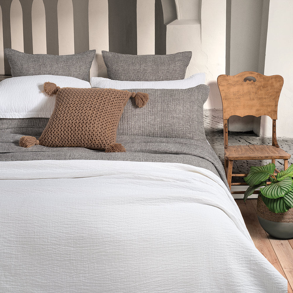 Enoki ivory waffle coverlet