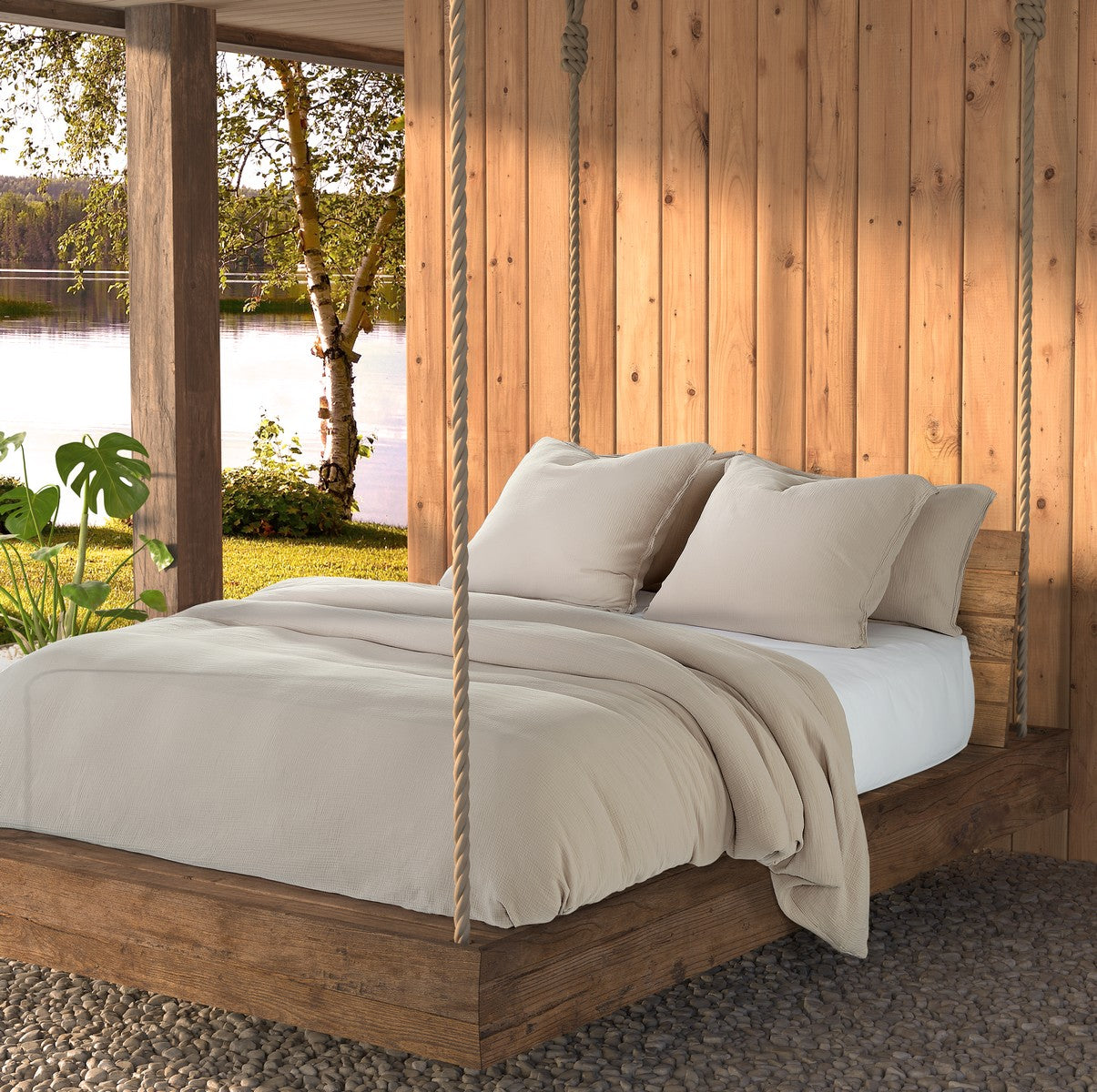 Plain natural Muslin duvet cover