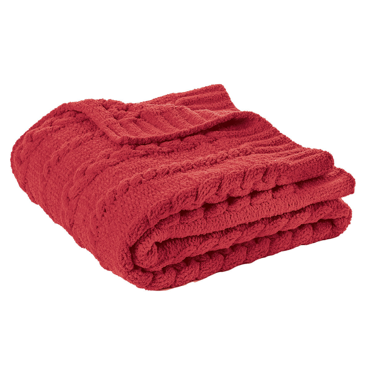 Rouge red chenille throw