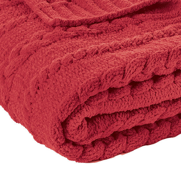 Rouge red chenille throw