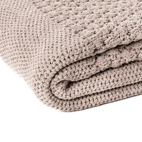 Jeté en chenille tressée brun Basket