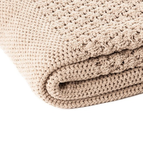 Jeté en chenille tressée taupe Basket