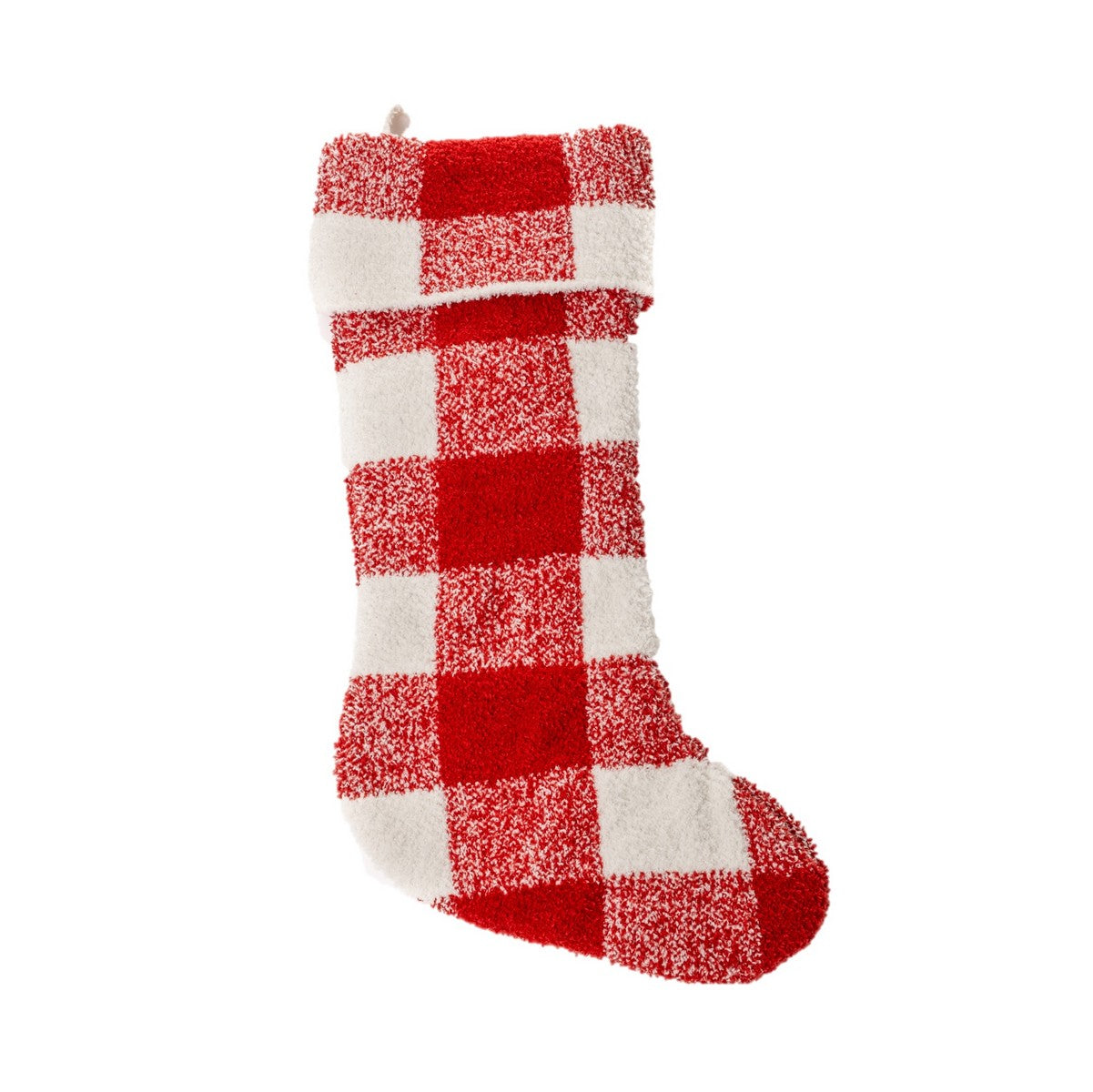 Bas de Noël à carreaux rouges et ivoires Bo