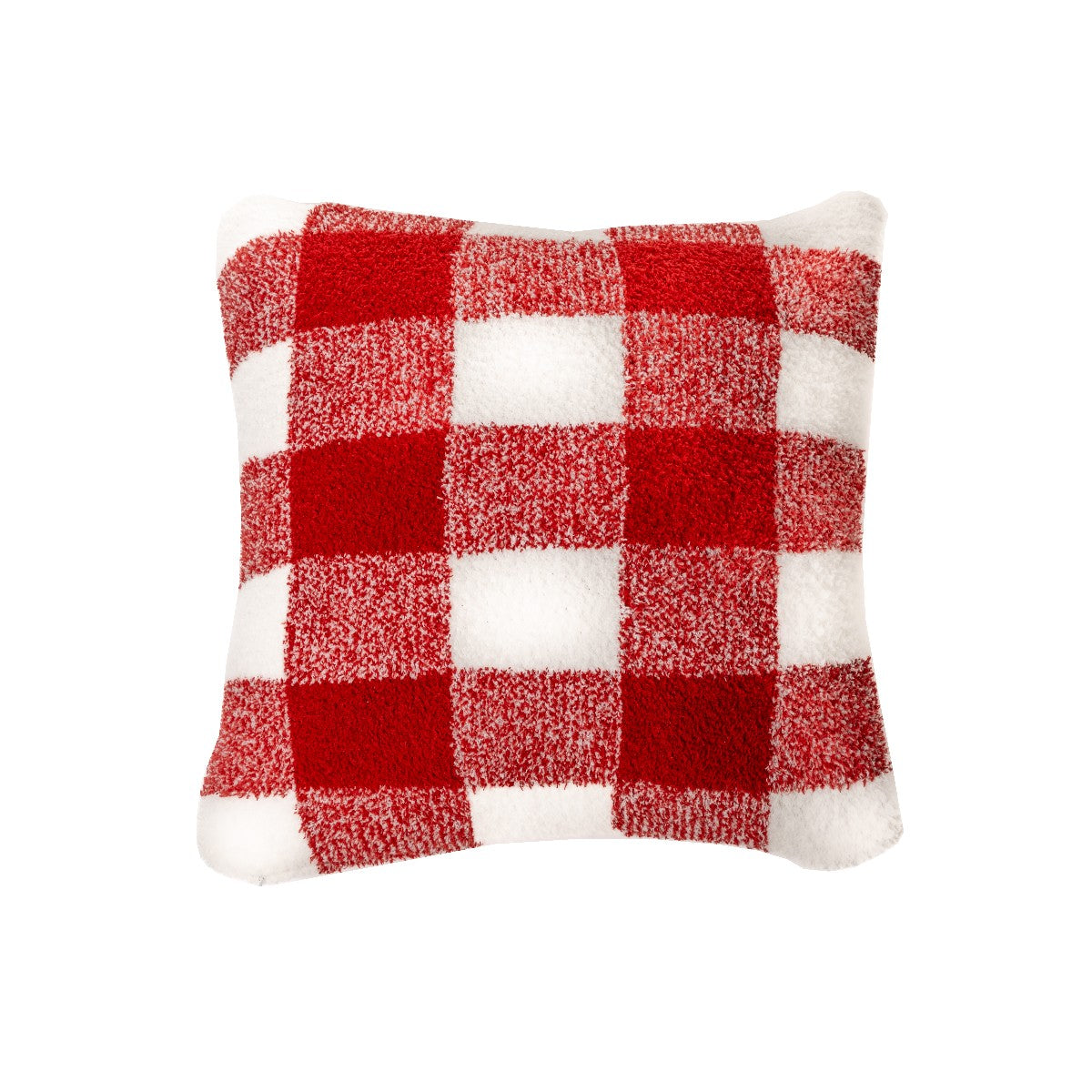 Bo red and ivory plaid Christmas decorative pillow