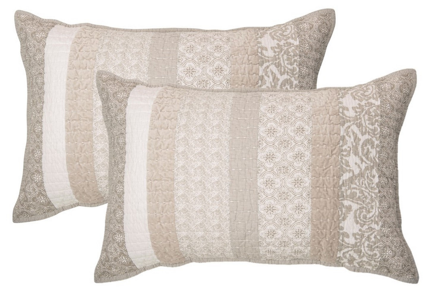 Cache oreiller ivoire et taupe Lola