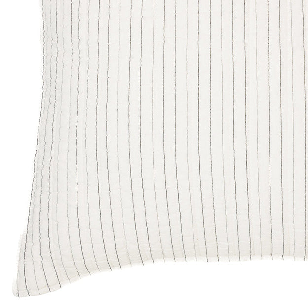 Corey ivory and grey charcoal striped european pillow sham