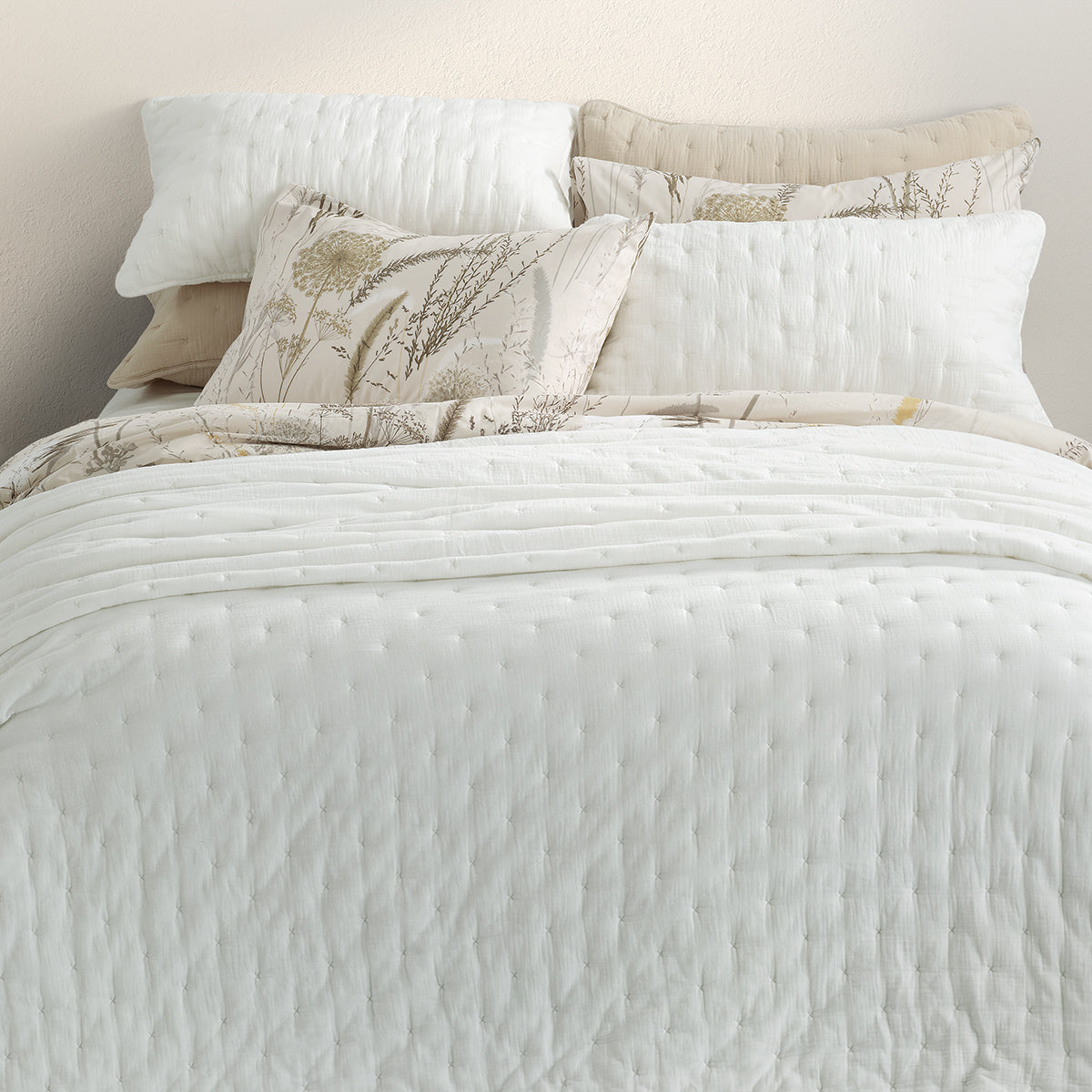 Couvre-lit uni blanc Mousseline