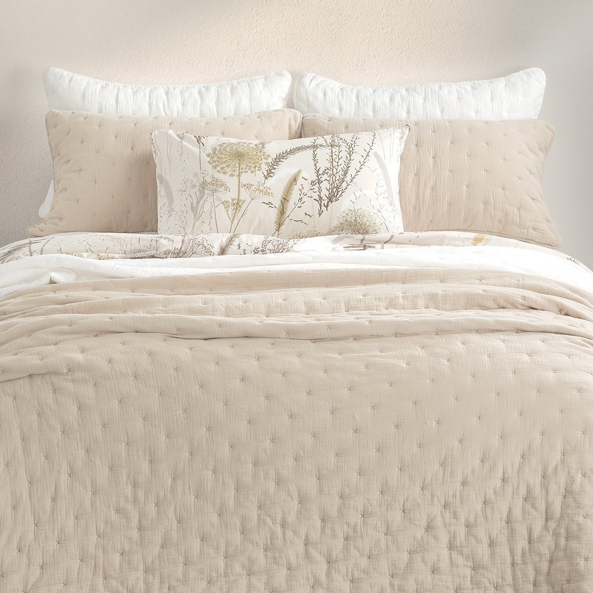 Couvre-lit uni naturel Mousseline