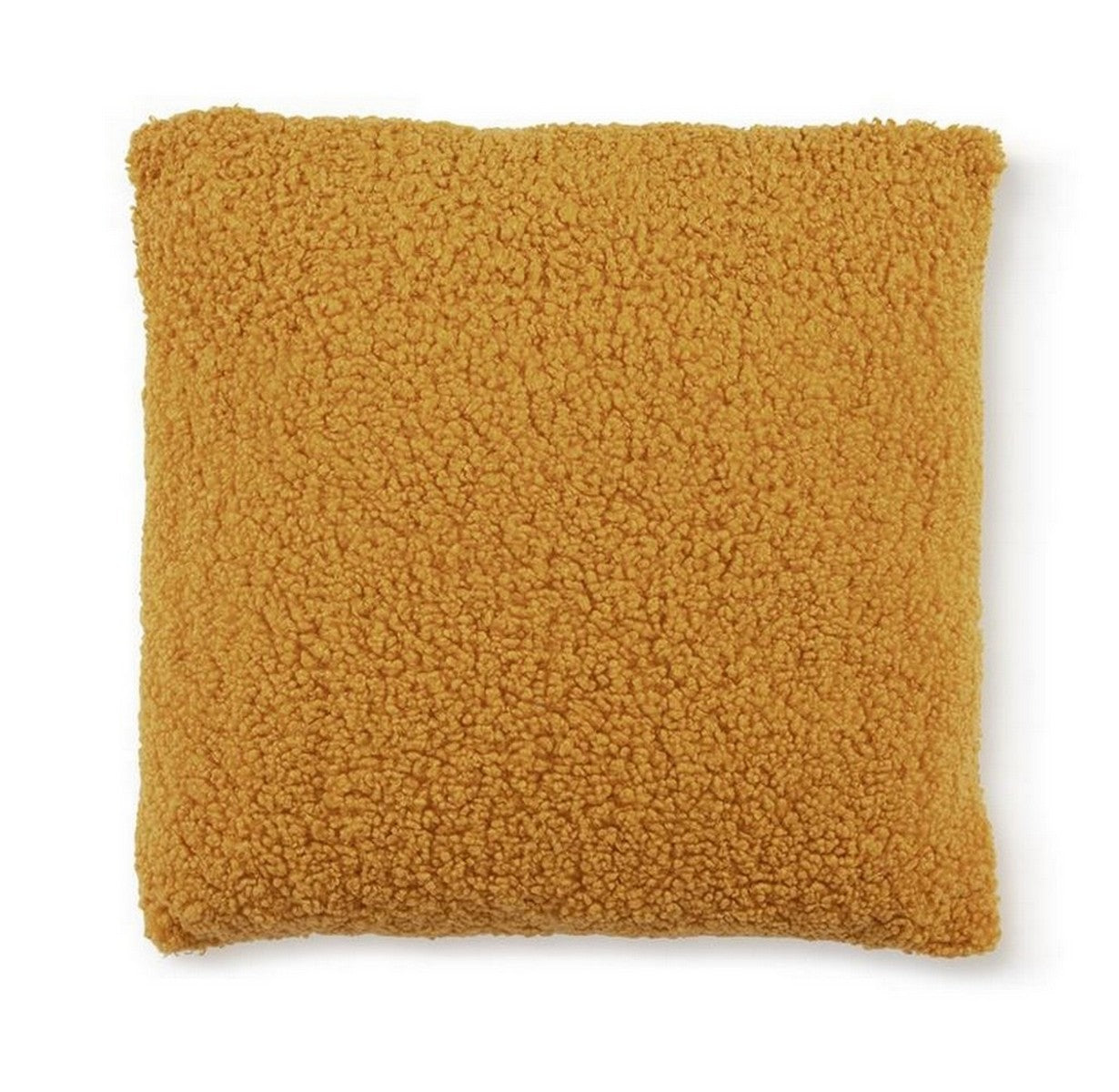 Coussin ocre effet mouton Sherpa