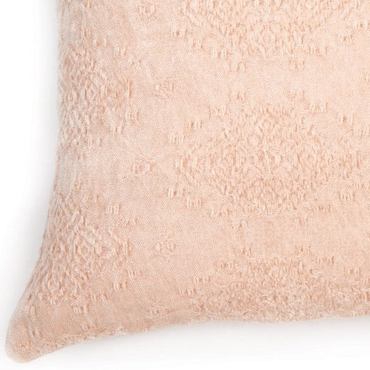 Coussin rectangulaire en velours jacquard rose pâle Toro