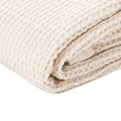 Creamy cream waffle cotton throw