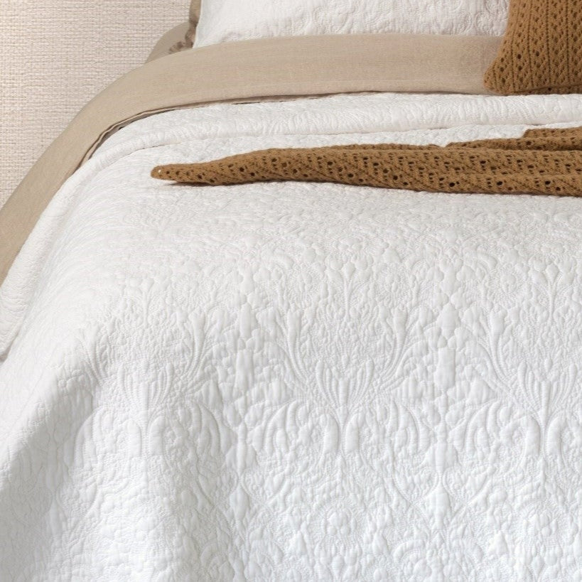 Courtepointe piquée blanche Damask