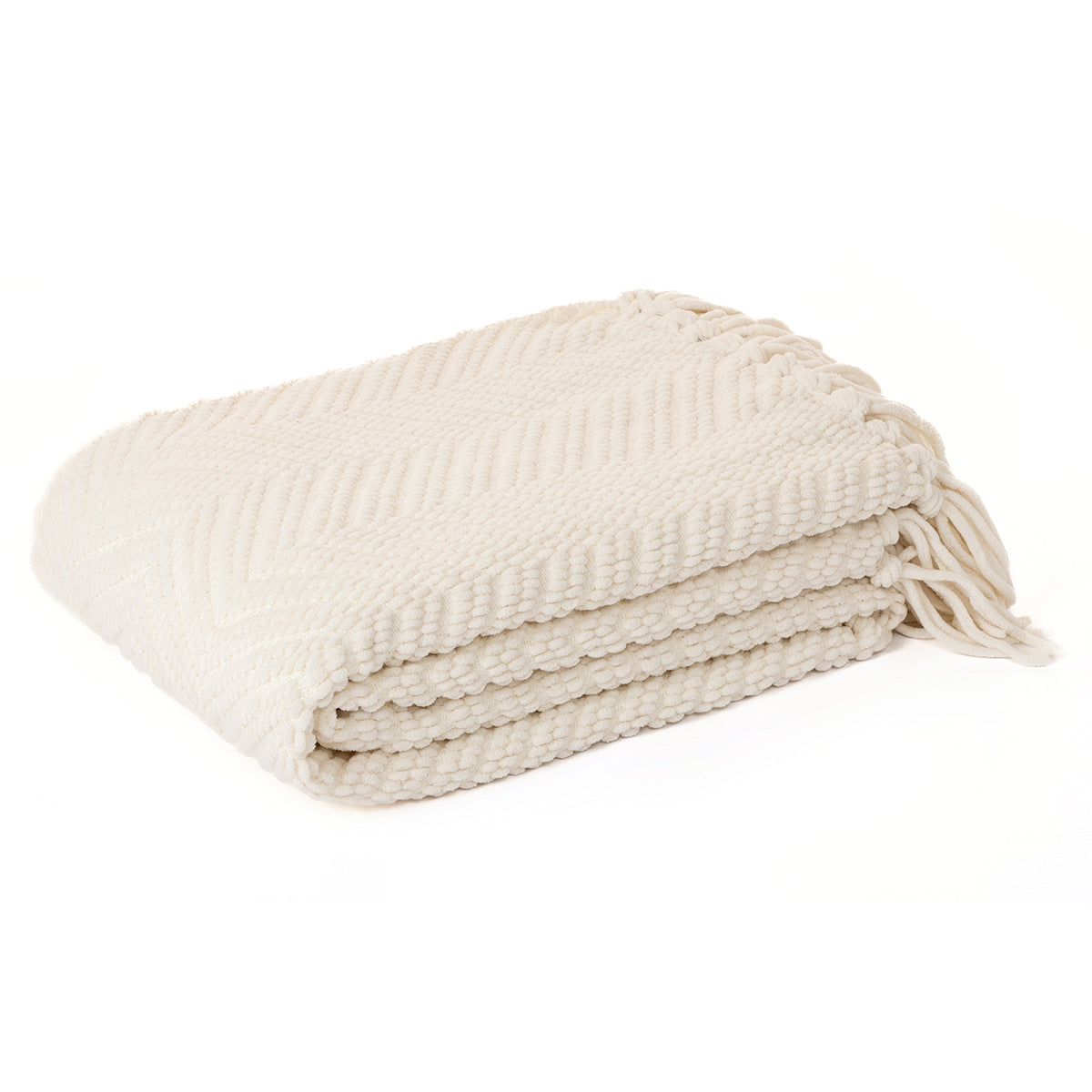 Emy ivory chevron chenille throw