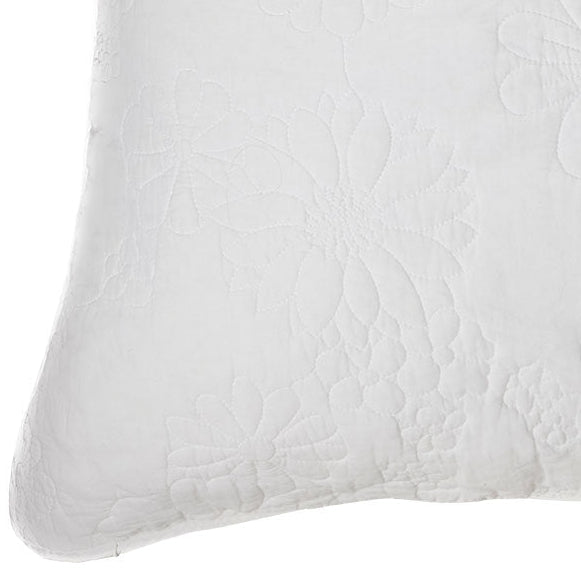 Flower white stitched decorative pillow cover