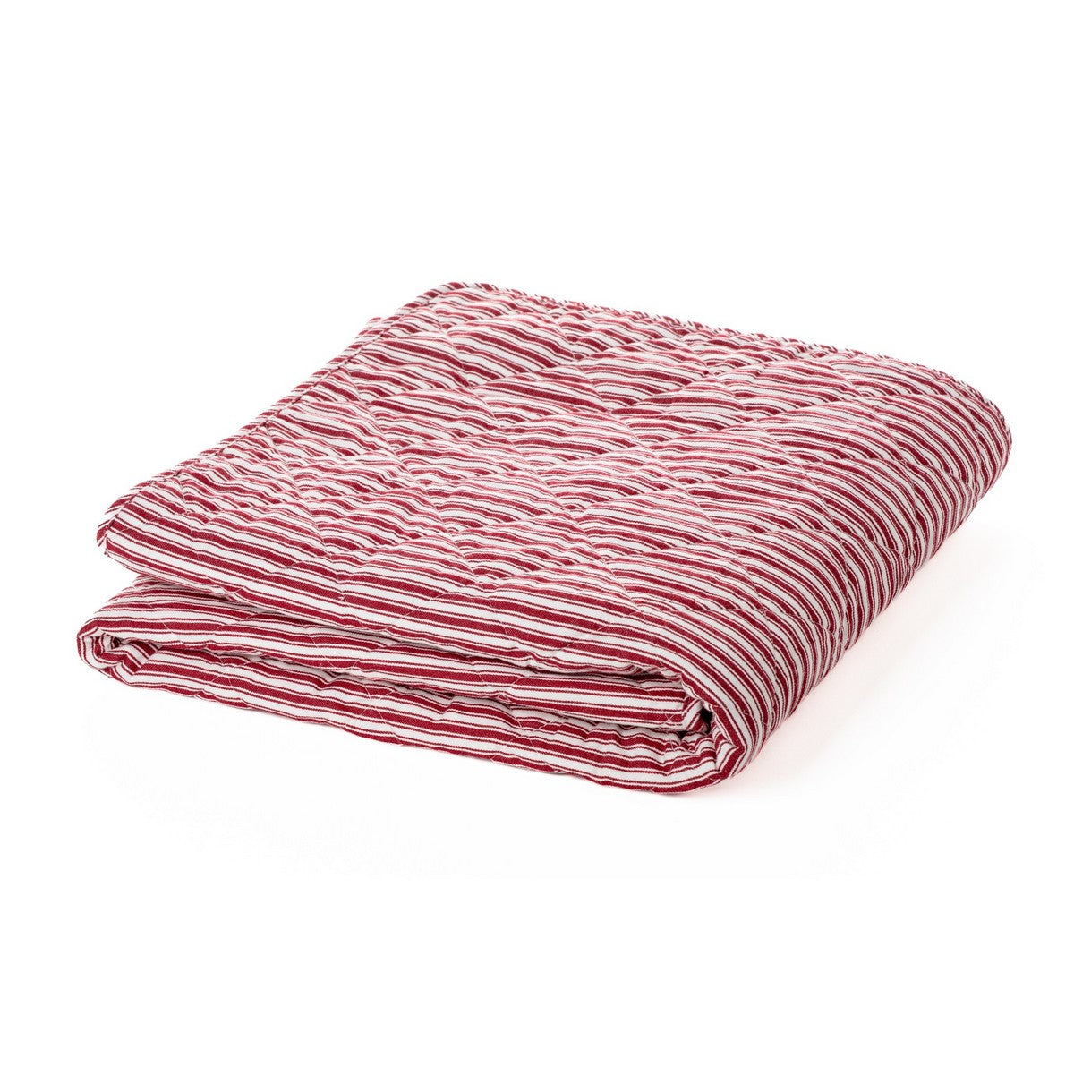 Holly red and white striped quilt