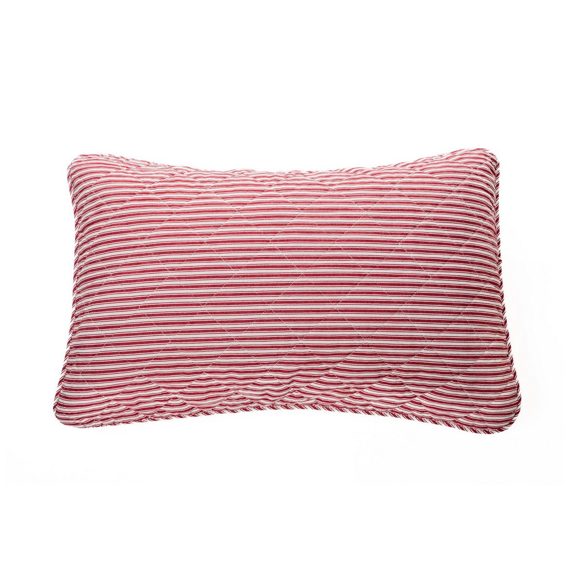 Holly red and white striped decorative pillow sham