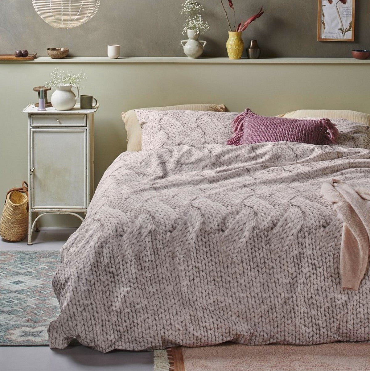 Tricot ivory and taupe duvet cover
