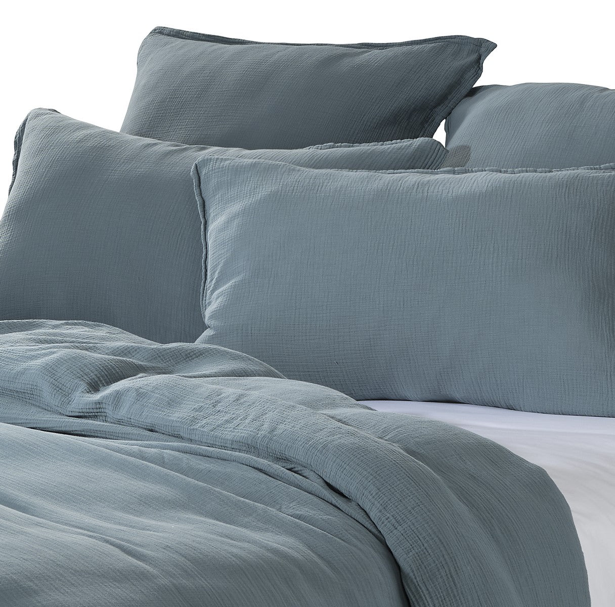 Housse de couette unie bleu steel Muslin
