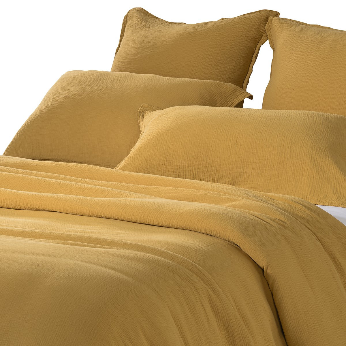 Housse de couette unie jaune Muslin
