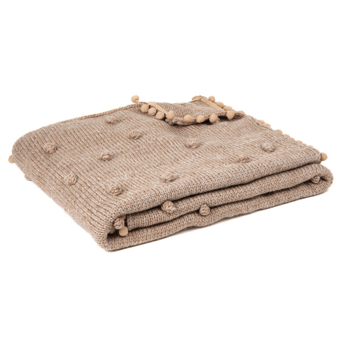 Mocaccino throw with pom poms