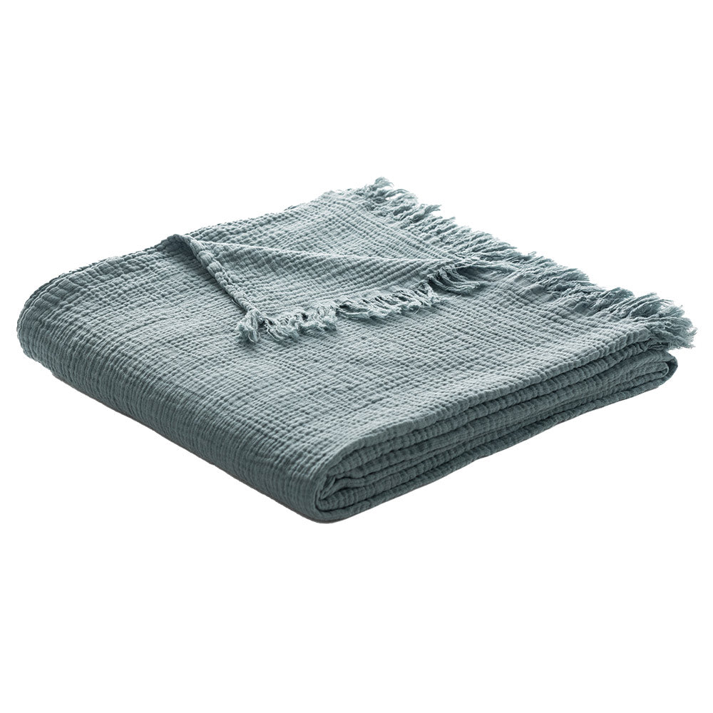 Muslin steel blue throw