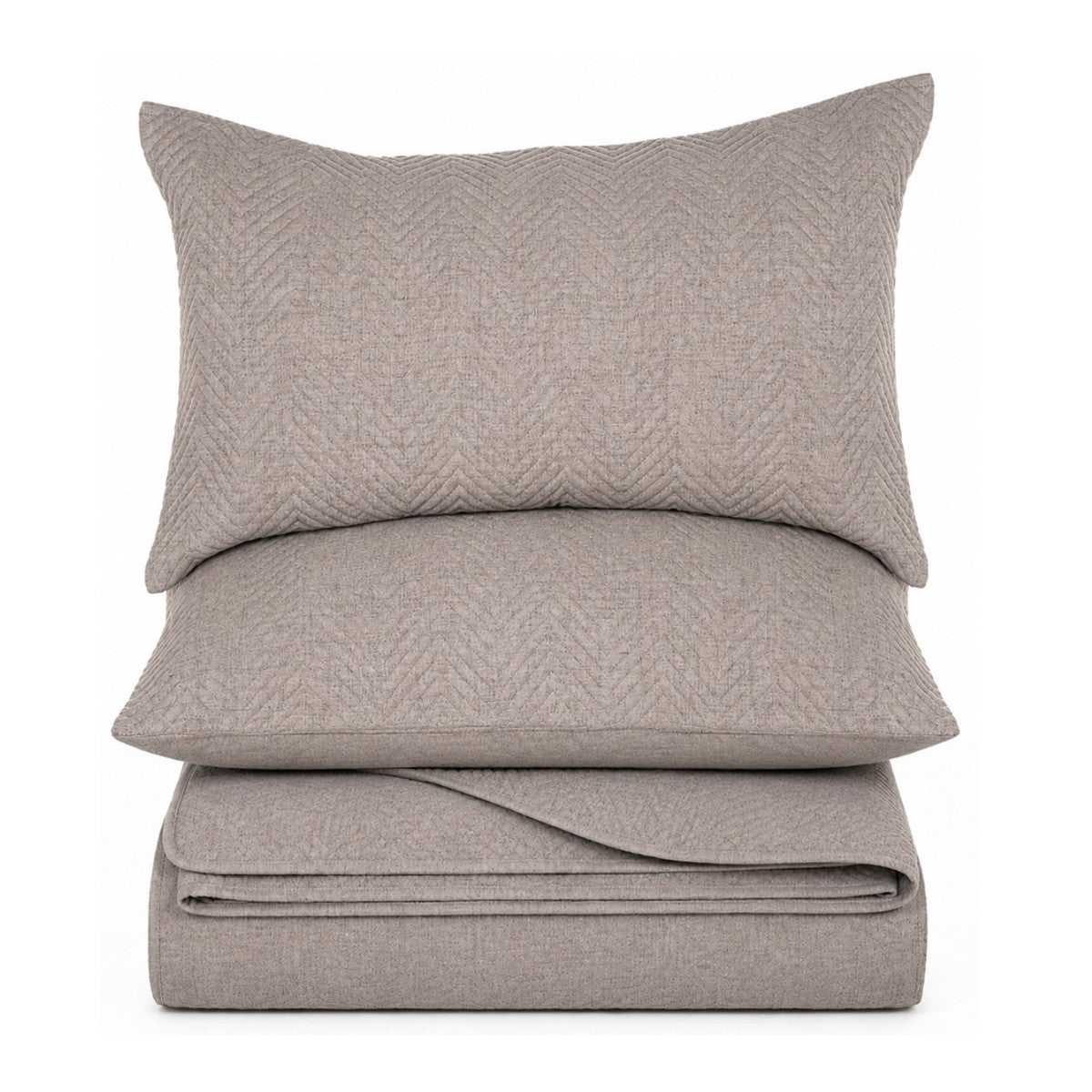Courtepointe taupe avec un piquage en chevrons Nelson