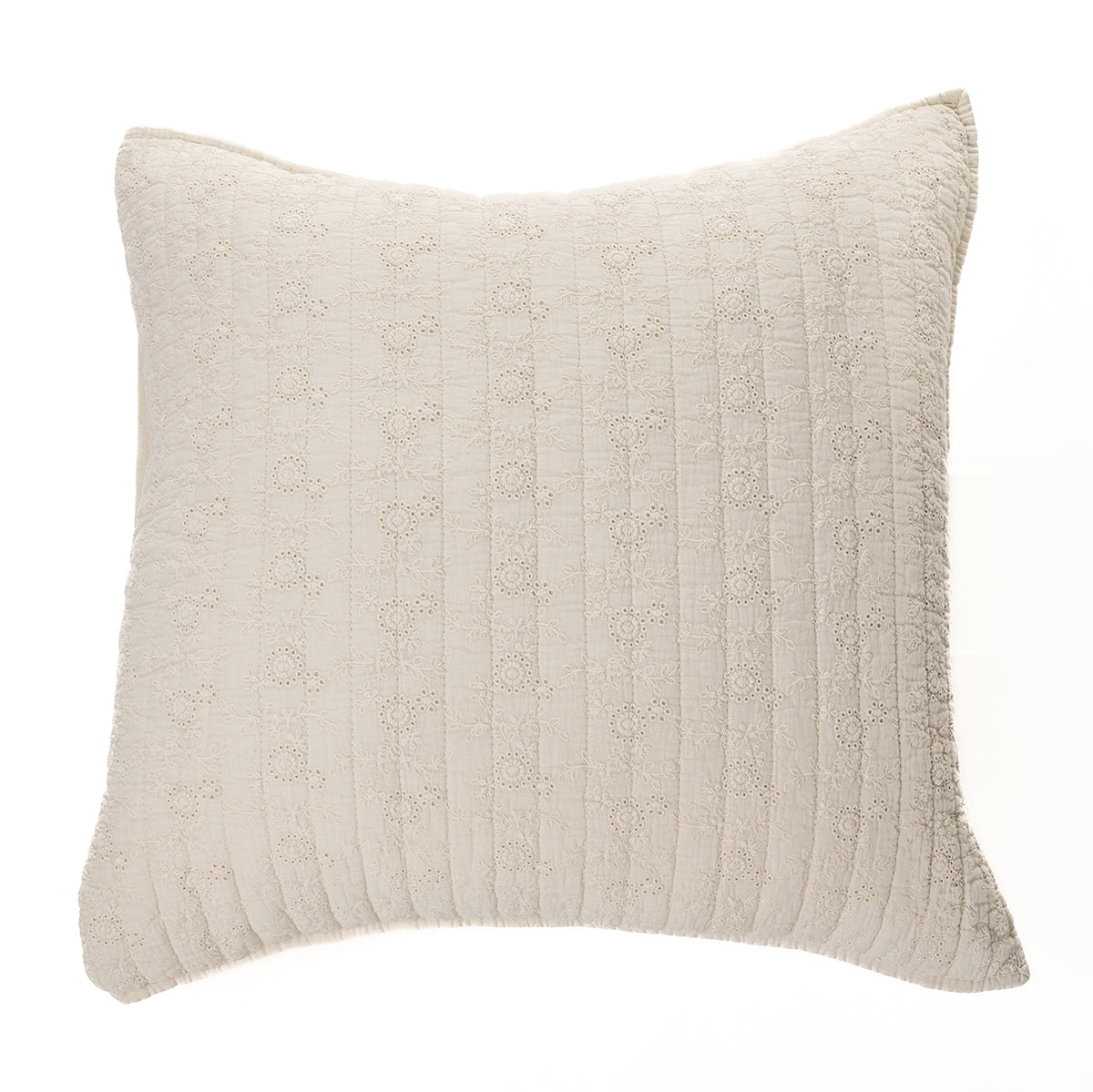 Estelle natural embroided european pillow sham