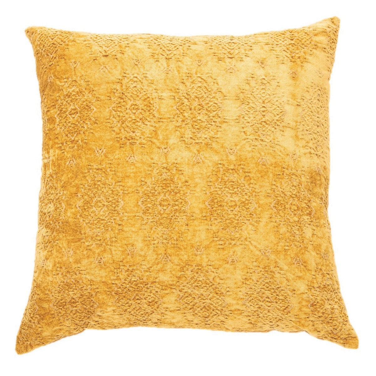 Oreiller européen en velours jacquard moutarde Toro