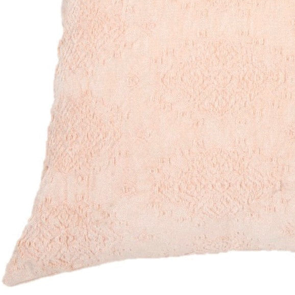 Oreiller européen en velours jacquard rose pâle Toro