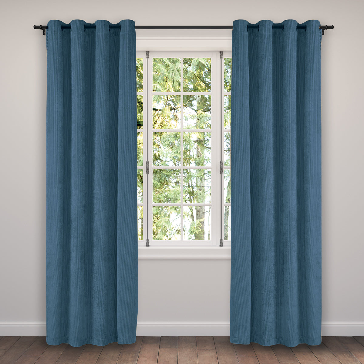 Rideau en velours côtelé bleu Corduroy