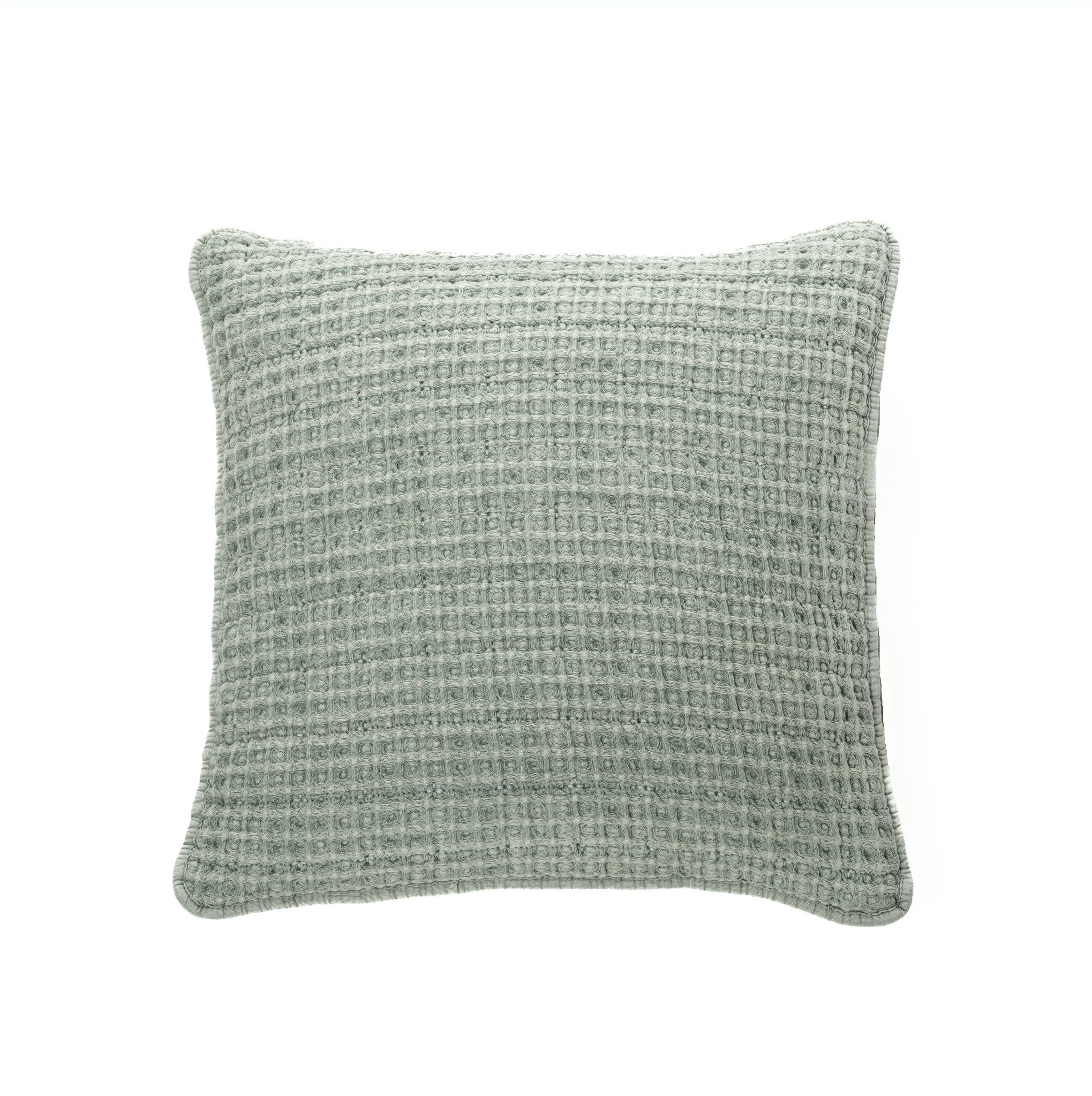 Cache coussin vert en coton gaufré Spirit