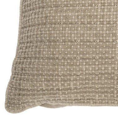 Cache coussin taupe en coton gaufré Spirit