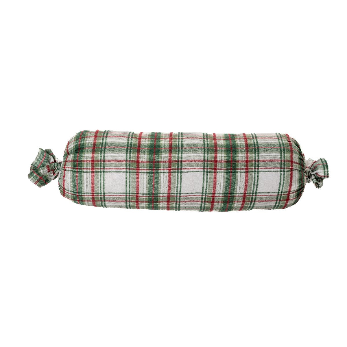 Woody green and red checkered long decorative pillow