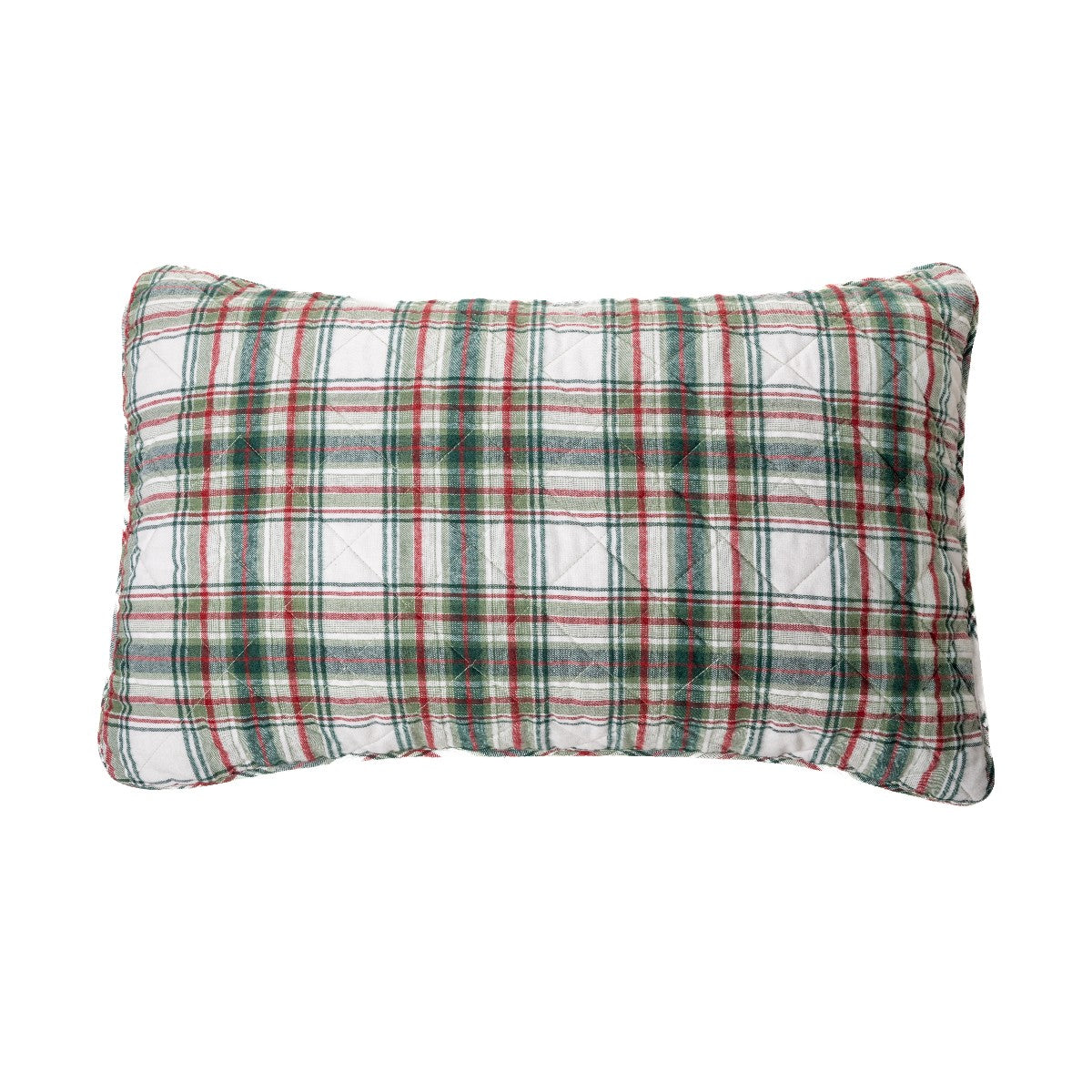 Cache oreiller décoratif à carreaux vert et rouge Woody