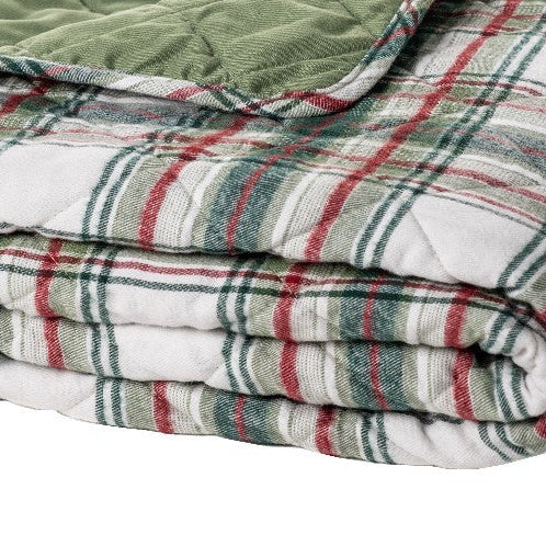 Woody green and red checkered quilt