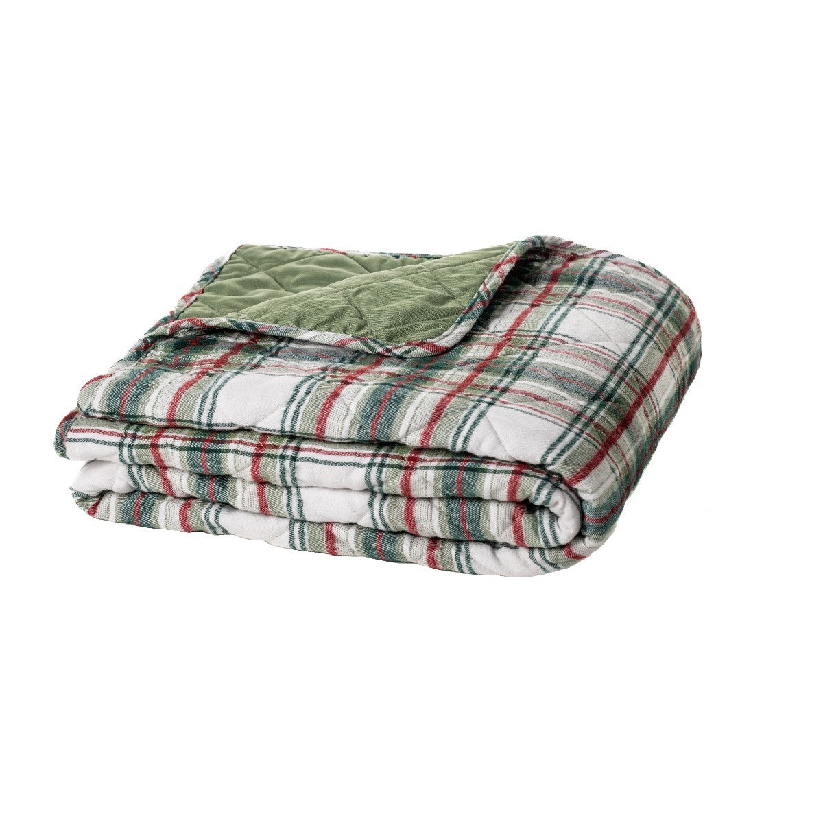 Woody green and red checkered throw