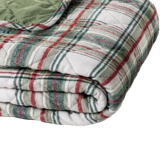 Woody red and green plaid throw