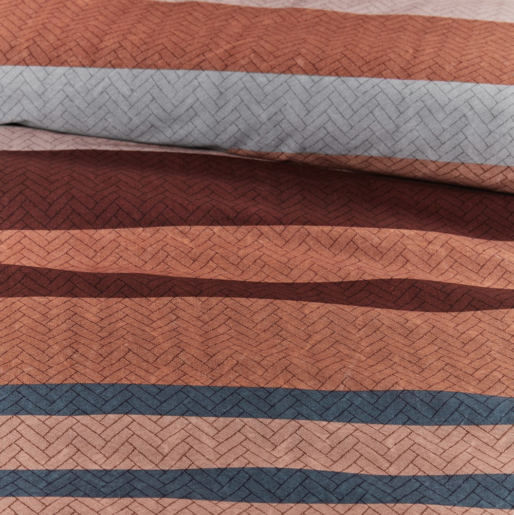 Ambre blue, pink and burgundy striped duvet cover