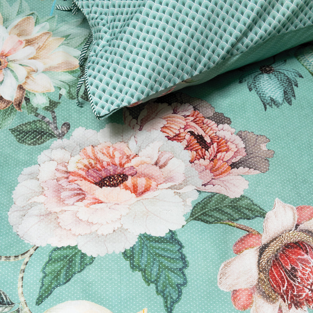 Housse de couette sauge avec pivoines Bouquet