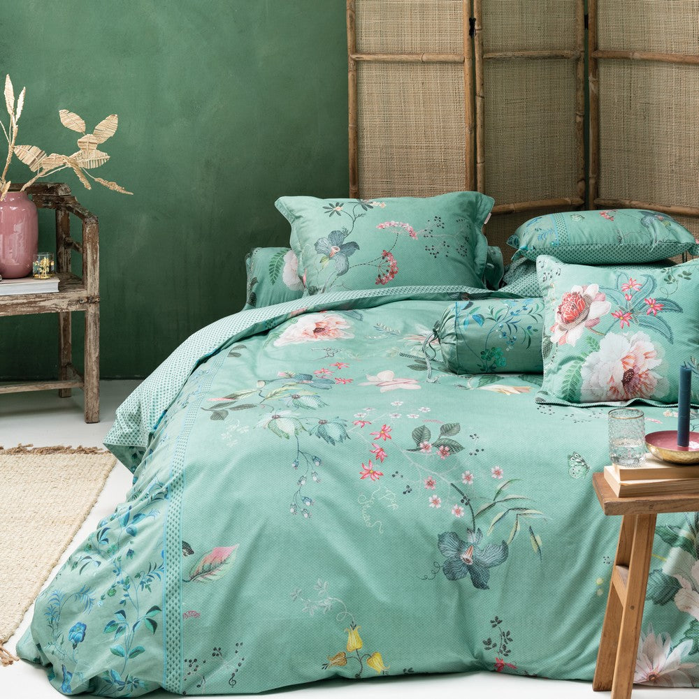 Housse de couette sauge avec pivoines Bouquet