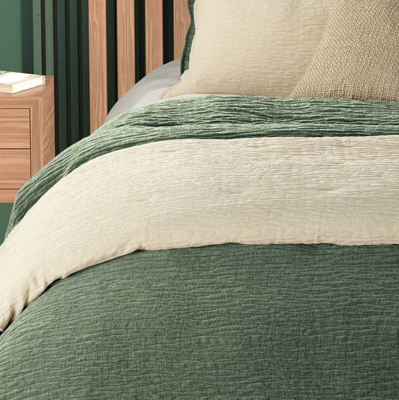 Housse de couette texturée vert Barbara