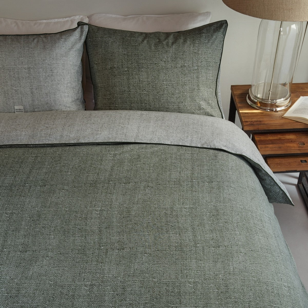 Coughton green chambray duvet cover